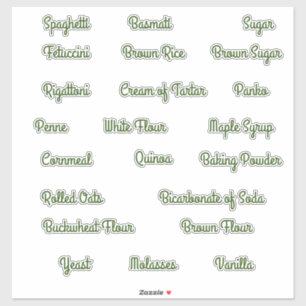 Labels für die Behälter für die Vorratsspeicherung