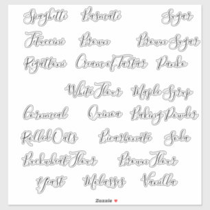 Labels für die Behälter für die Vorratsspeicherung