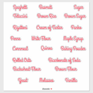 Labels für die Behälter für die Vorratsspeicherung