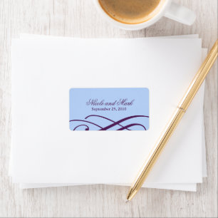 Labels für die blaue Gastgeschenk Hochzeit Pflaume Adressaufkleber