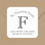 Labels für die Monogram-Quadrat-Adresse der Famili Quadratischer Aufkleber<br><div class="desc">Maßgeschneiderte Aufkleber für die Rücksendeadresse,  personalisiert mit Ihrer Familienmonogramm und Ihrer Anschrift. Verwenden Sie die Designtools,  um die Hintergrundfarbe und die Schriftart zu ändern,  um Ihr eigenes,  einzigartiges Design weiter anzupassen.</div>