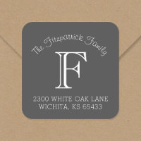 Labels für die Monogram-Quadrat-Adresse der Famili