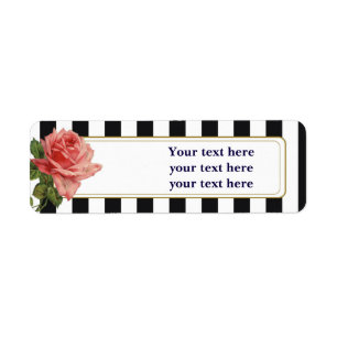 Labels für die Vintage Rose Schwarz-weiß Strip