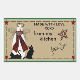 Labels für Folksy Snowman und Cats Leckerei Rechteckiger Aufkleber