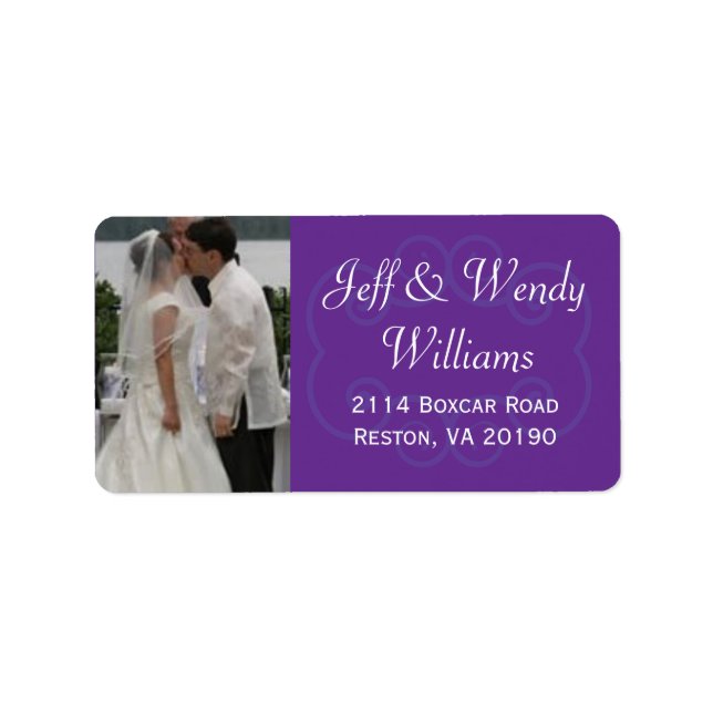 Labels für lila Foto Adressaufkleber (Vorne)