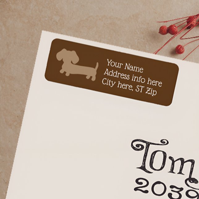 Labels für Minimalistische braune Dackel (Dachshund return address label chocolate brown and tan - minimalistic and gender neutral )