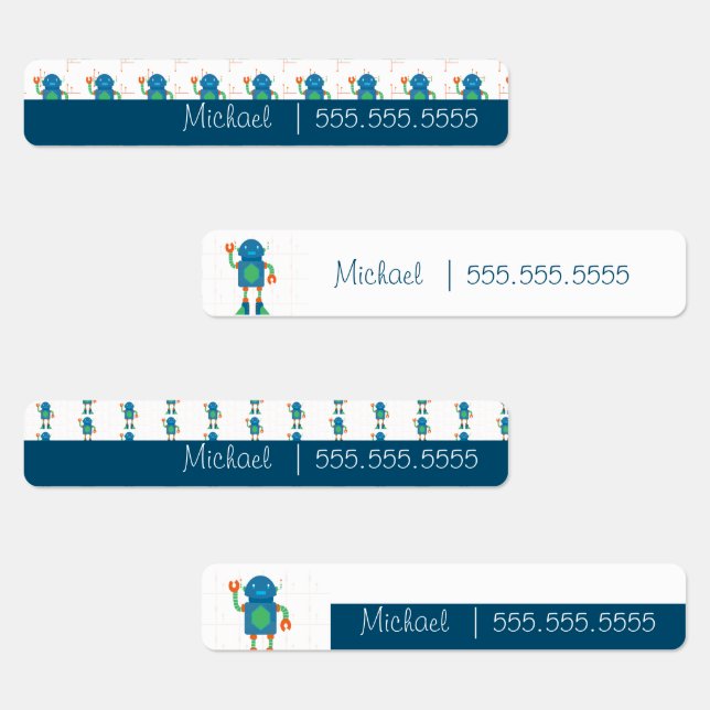 Labels für niedliche Robot School-Lunch-Namen Etiketten (Gruppe)