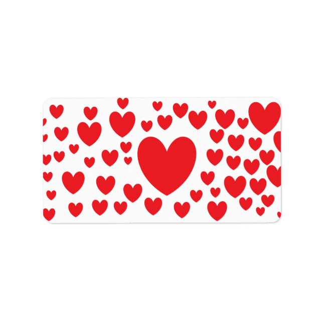 Labels für rote Herzen Adressaufkleber (Vorne)