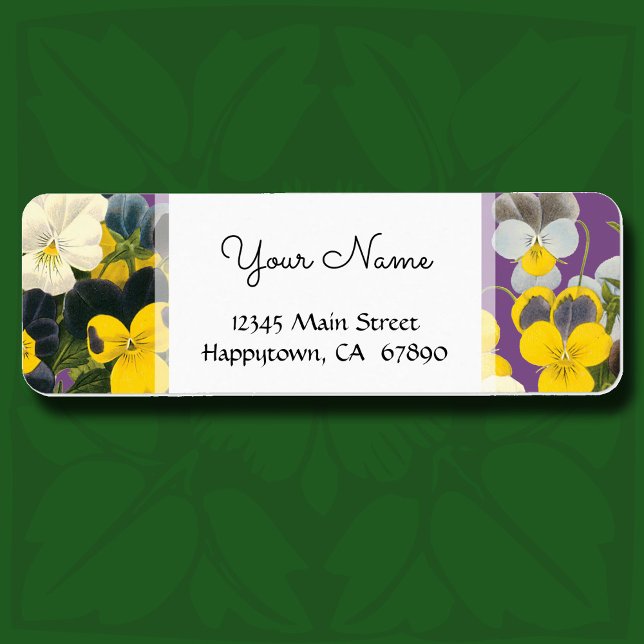 Labels für Violetten und Pansy Floral (Pansy and violet flowers botanical return address labels)