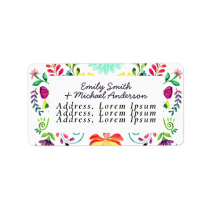 Labels für Wasserfarben Folk Art Floral Address Adressaufkleber