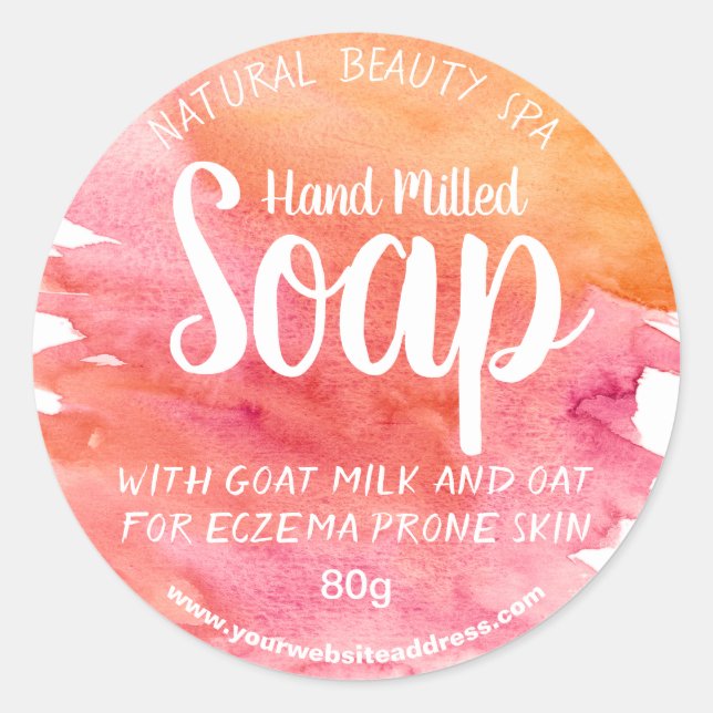 Labels für Wasserfarben mit Sonnenuntergang Runder Aufkleber (Vorderseite)