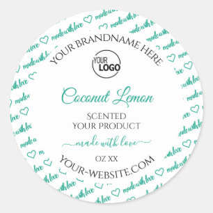 Labels für weiße und Aquamarine Word-Cloud-Produkt Runder Aufkleber