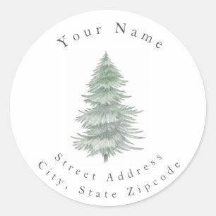 Labels "Handgezeichneter Evergreen Tree" Runder Aufkleber