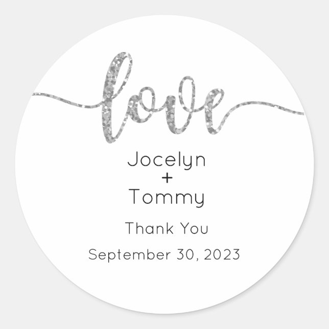 Labels, Script, Liebe Classic Round Sticker (Vorderseite)