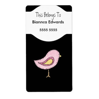 Labels Teens Kids Pink Bird Platin Binder