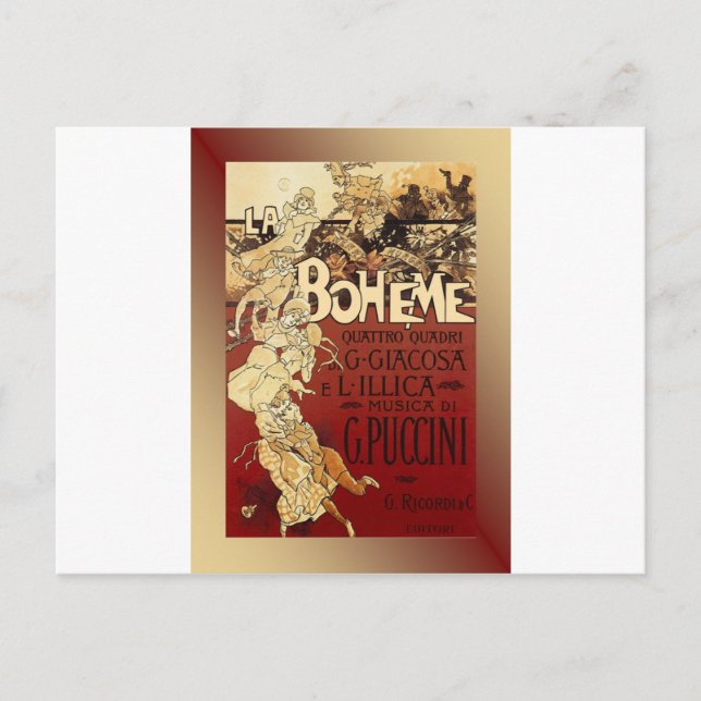 LaBoheme ~ Puccini Opera 1896 w/Background Postkarte (Vorderseite)