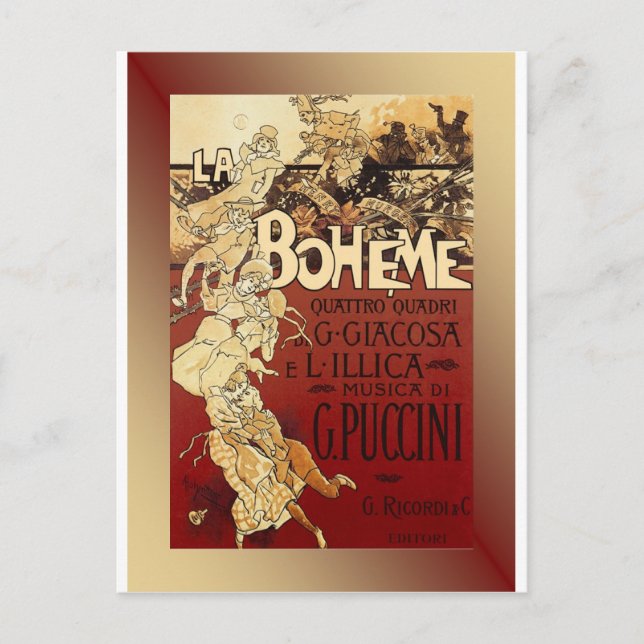 LaBoheme ~ Puccini Opera 1896 w/Background Postkarte (Vorderseite)