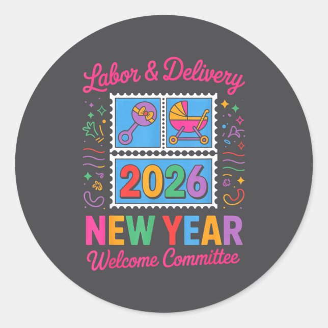 Labor &amp; Delivery 2026 New Year Welcome Committ Runder Aufkleber (Vorderseite)
