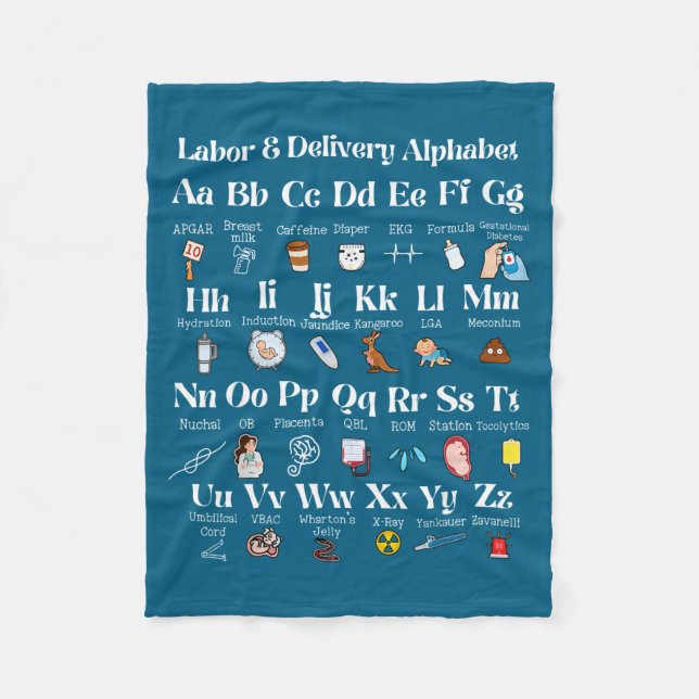 Labor And Delivery Alphabet Nurse New Nurse Gradua Fleecedecke (Vorderseite)