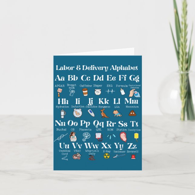 Labor And Delivery Alphabet Nurse New Nurse Gradua Karte (Vorderseite)