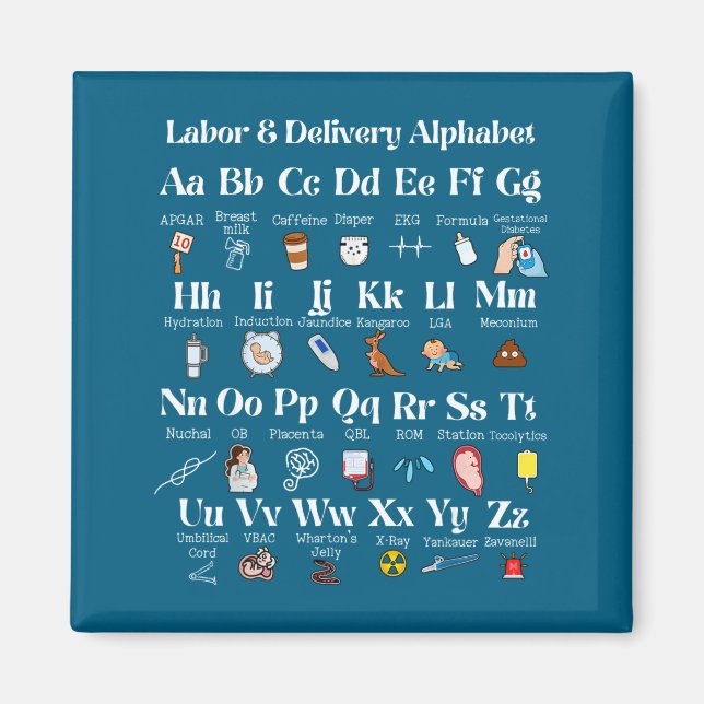 Labor And Delivery Alphabet Nurse New Nurse Gradua Magnet (Vorne)