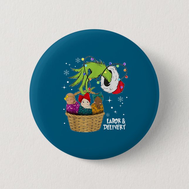 Labor And Delivery Nurse Christmas Lights Snowflak Button (Vorderseite)