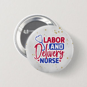 Labor and Delivery Nurse Gray Sparkle Button
