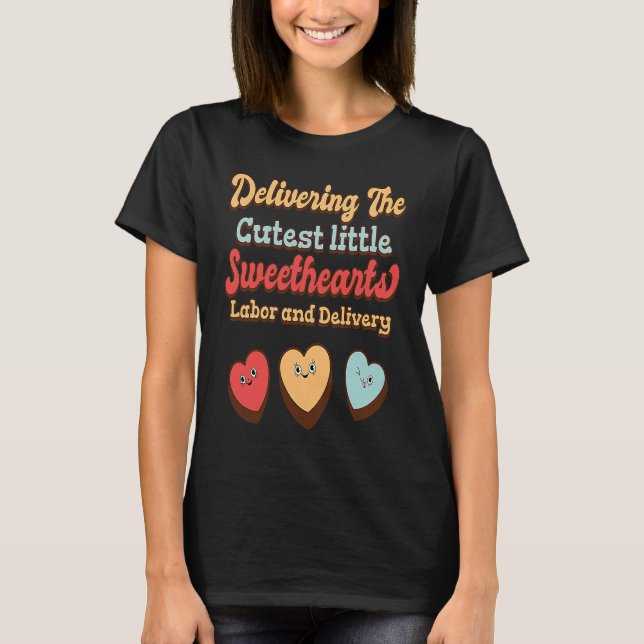 Labor and Delivery Nurse Groovy Valentine's Day L& T-Shirt (Vorderseite)