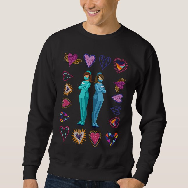 Labor And Delivery Nurse Valentines Day Stethoscop Sweatshirt (Vorderseite)