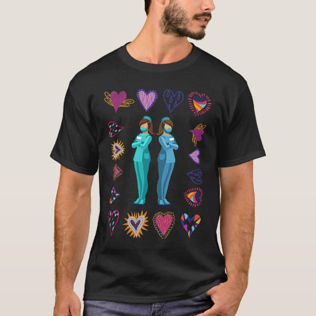Labor And Delivery Nurse Valentines Day Stethoscop T-Shirt (Vorderseite)