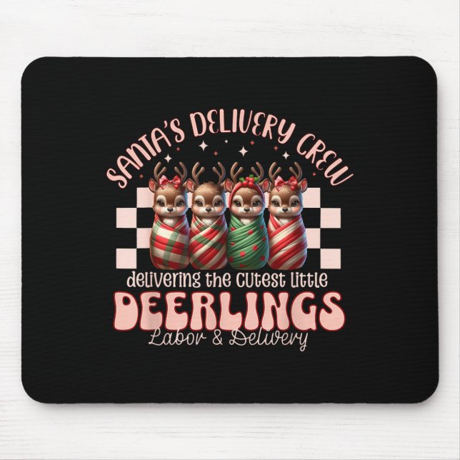 Labor And Delivery Reindeer Swaddle Christmas L&am Mousepad (Vorne)