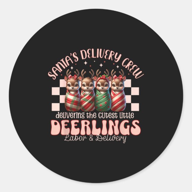 Labor And Delivery Reindeer Swaddle Christmas L&am Runder Aufkleber (Vorderseite)