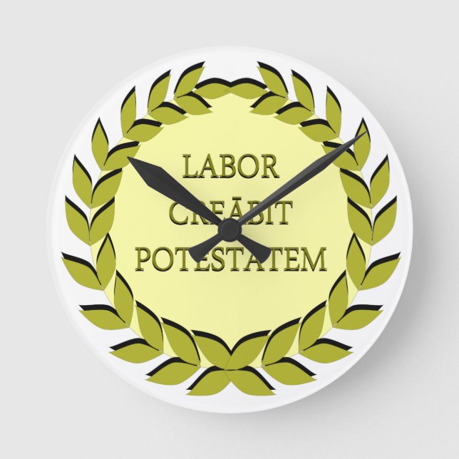 LABOR CREĀBIT POTESTĀTEM RUNDE WANDUHR (Vorderseite)
