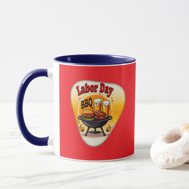 Labor Day BBQ Party Design – Grill and Burger Holi Tasse (Mit Donut)