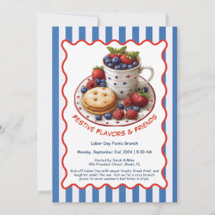 Labor Day Brunch Einladung – Gebäck und Früchte