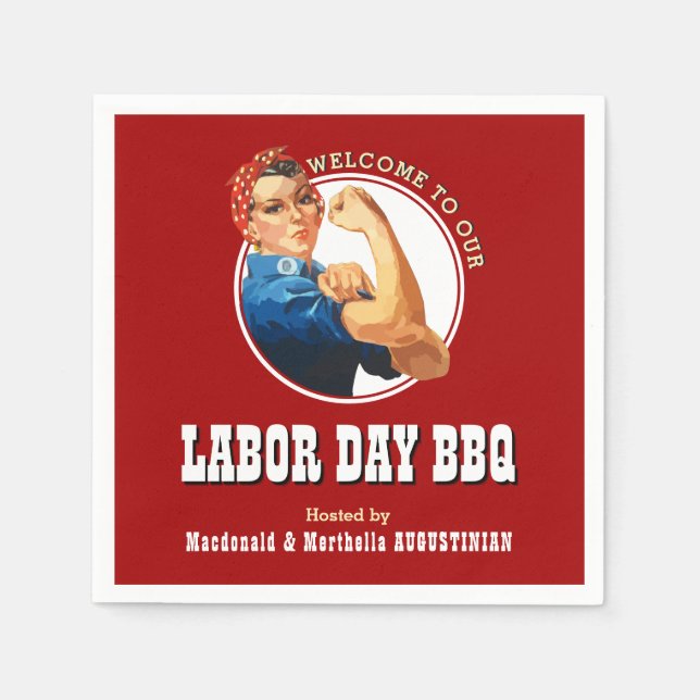 LABOR DAY GRILLEN Rosie Riveter Paper Serviette (Vorderseite)