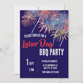 Labor Day Grillparty Rot Weiß Blau Patriotisch Einladung
