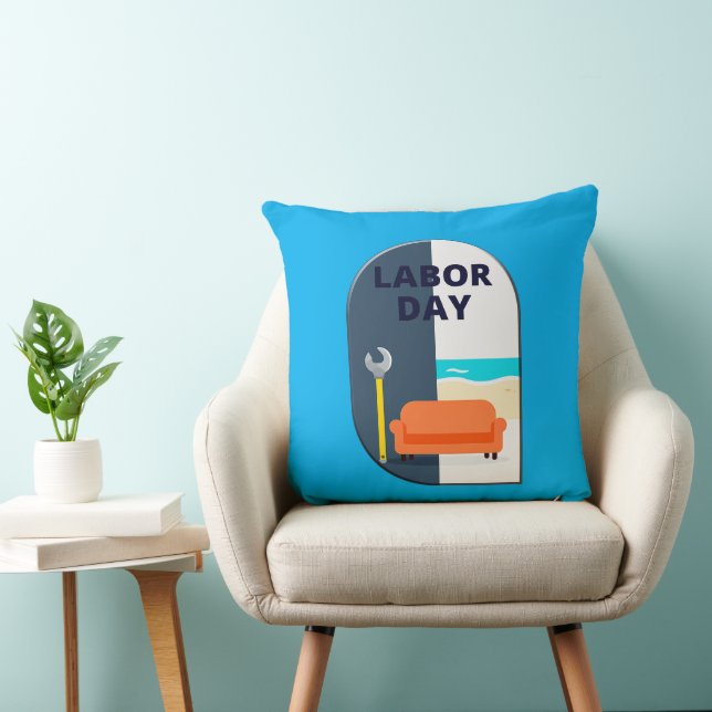 Labor Day Minimal Worker Relax Design Kissen (Stuhl )