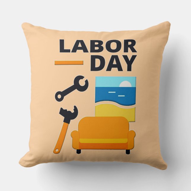 Labor Day Work Hard Relax Design with Tools Kissen (Vorderseite)