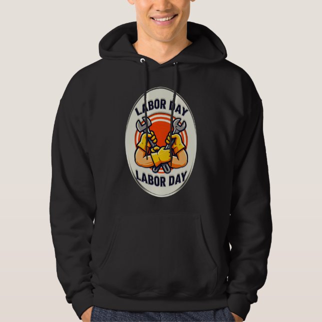 Labor Day Worker Badge Tools Design Hoodie (Vorderseite)