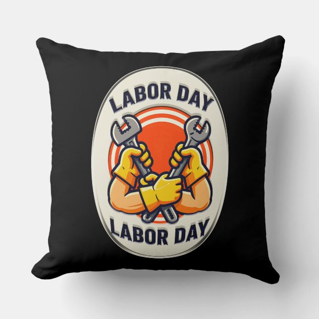 Labor Day Worker Badge Tools Design Kissen (Vorderseite)