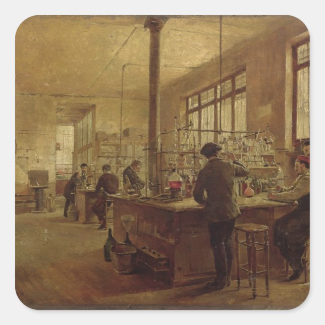 Laboratorium, 1887 quadratischer aufkleber (Vorderseite)