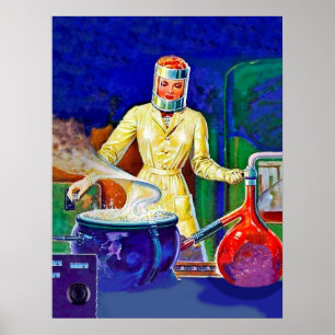 Laborfrau, Vintage Fantasie Poster