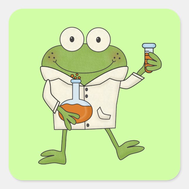 Laborfrosch Quadratischer Aufkleber (Vorderseite)