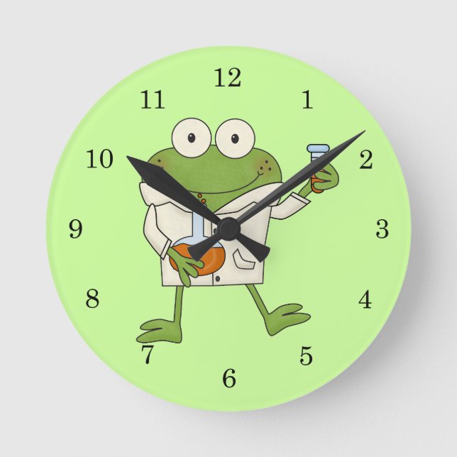 Laborfrosch Runde Wanduhr (Vorderseite)