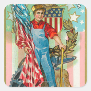 Labour Day Souvenir Quadratischer Aufkleber