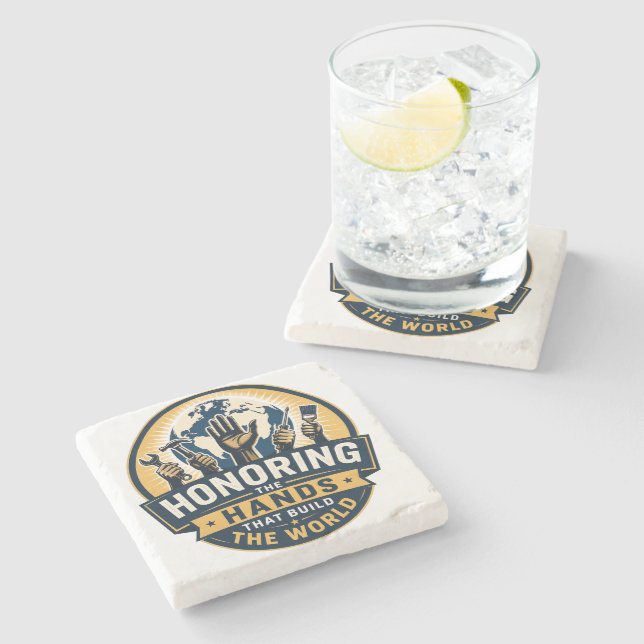 Labour Day  Steinuntersetzer (Seitenansicht)