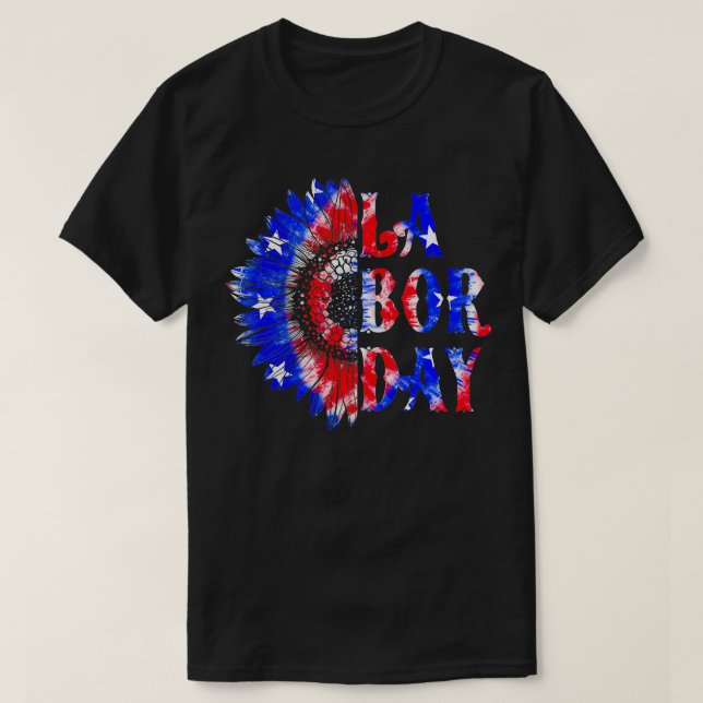 Labour Day Sunflower USA Flag Happy Labour Day T-Shirt (Design vorne)