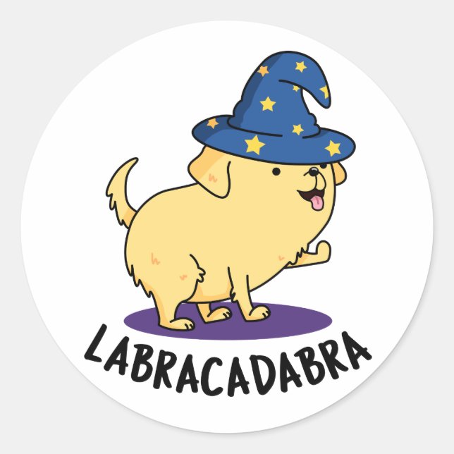 Labra-cadabra Funny Labrador Dog Pun Runder Aufkleber (Vorderseite)