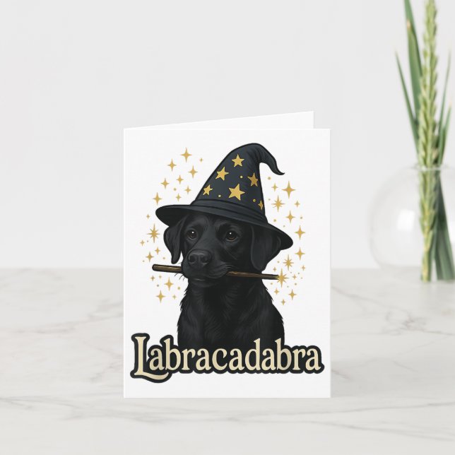 Labracadabra Funny Black Lab Dog Assistent Hallowe Karte (Vorderseite)